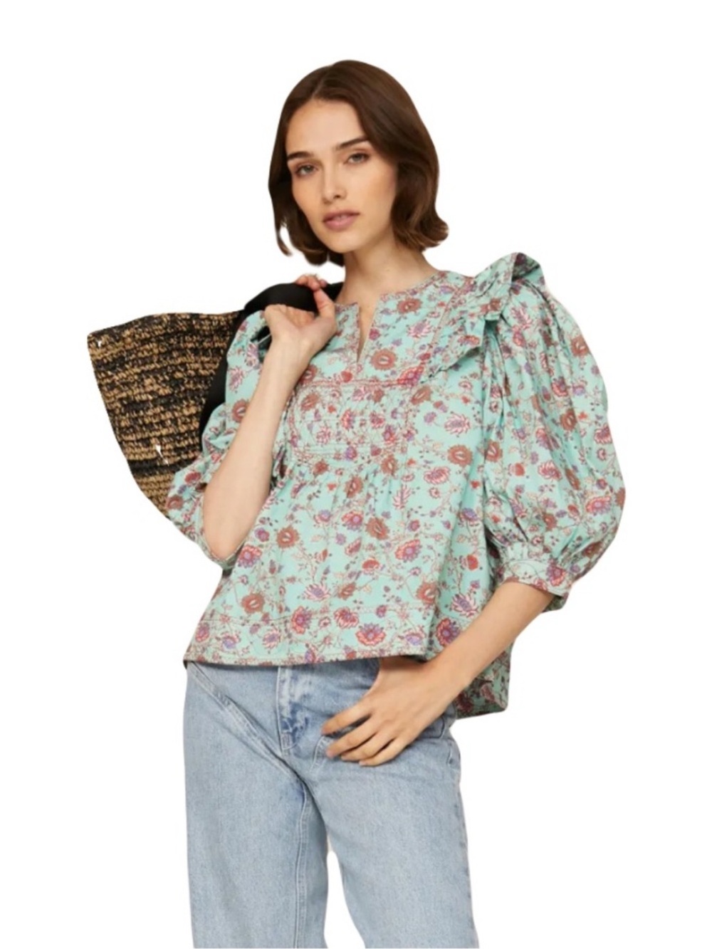 Sea NY blue floral top size small